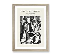 The Cow By Ernst Ludwig Kirchner Exhibition Museum Painting Framed Print | A4 Oak Framed Wall Art | Ready to Hang | Modern Animal Picture | Living Room Bedroom Lounge Office