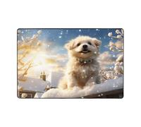The cozy little dog Washable Area Rug 36x24 & 72x48 Non-Slip Carpet Bedroom | Washable flannel area rug with full-surface print, non-slip dot backing, memory foam core for bedroom, living room, entryway.