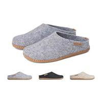 THE COZY SHEEP Felt Slippers Men and Women with Leather Sole | Practical Womens & Mens Home Slippers for Summer Winter | Comfortable Women's and Men's Slippers | Closed Mens and Womens Slippers