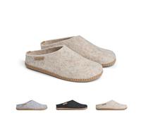 THE COZY SHEEP Felt Slippers - Unisex Adults - Beige - Size 4-11 - Modern - Flat Heel - Closed Toe - Flexible - Wool Felt, Cowhide Suede - Summer, Winter