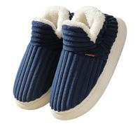 The Cozy & Stylish Slipper,Women's Fuzzy Bootie Slippers, Cozy Memory Foam Ladies Indoor Outdoor House Shoes (Blue,3-4)