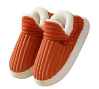 The Cozy & Stylish Slipper,Women's Fuzzy Bootie Slippers, Cozy Memory Foam Ladies Indoor Outdoor House Shoes (Orange,4-5)