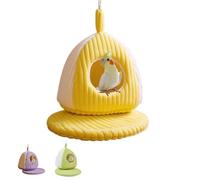 The Cozy Winter Bird Nest,Hanging Bird House with Soft Mat for Cage,Warm & Snug Bed for Indoor & Outdoor Use,parakeet nest for sleeping (Yellow, S)