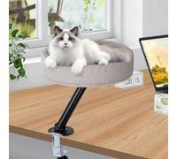 The CozyCat Heavy-Duty 360° Swivel Cat Bed for Large Cats, Plush & Supportive Desktop Perch, Space-Saving Floating Hammock with Sturdy Stand, Comfortable Round Nest for Indoor Cats, Up to 20lbs
