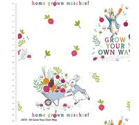 The Craft Cotton Beatrix Potter Peter Rabbit Home Grown Hoppiness Fabric by 0.5M Multiples 112cm Wide (100Percent Cotton Genuine Licensed Fabric for Crafts, Quilting, Sewing) (04 Grow Your Own Way)