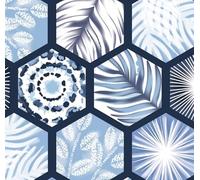 The Craft Cotton Co - Hexagon Navy Indigo Elements by Stuart Hillard Cotton Fabric by 0.5 Metres 44'' Wide, 100% Cotton Fabric for Crafts, Quilting, Sewing, Dressmaking