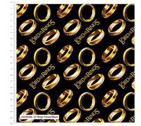 The Craft Cotton Co - Lord of The Rings 100% Cotton Print Fabric - Fabric by The Metre (110 cm Wide, Ideal for Crafts, Quilting, Sewing) (Rings Tossed Black)