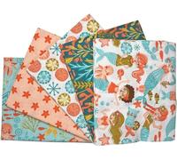 The Craft Cotton Co - Mermaid Society Cotton Fat Quarters Bundle 5 Pack Fabric - 100% Cotton (Ideal for Quilting, Nursery Fabric, Baby Girl Fabric), Multicolor