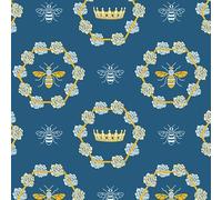 The Craft Cotton Co Royal Bee Crown Patchwork Bee Fabric by 0.5 Metres 43' Wide, Blue 100% Cotton Craft Fabric Material for Quilting, Sewing, Crafts, Bunting, Dressmaking