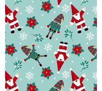The Craft Cotton Co - Santa & Elf Gnome Santa Christmas Cotton Print Fabric by 0.5Metres (43'' Wide, 100% Cotton Fabric for Crafts, Quilting, Dressmaking, Sewing)