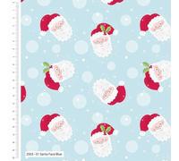 The Craft Cotton Co - Santa Face Blue Christmas Cotton Fabric by 0.5 Metre 43'' (100% Cotton - Ideal for Crafts, Quilting, Sewing, Decorations, Patchwork)