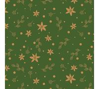 The Craft Cotton Co - Sprigs on Green Gold Metallic Christmas Cotton Print Fabric by 0.5Metres 110cm Wide 100% Cotton for Crafts, Quilting, Sewing, Dressmaking