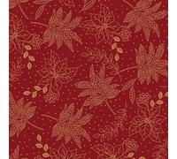 The Craft Cotton Co - Traditional Christmas Leaf Red Gold Metallic Christmas Cotton Print Fabric by 0.5Metres 110cm Wide 100% Cotton for Crafts, Quilting, Sewing, Dressmaking