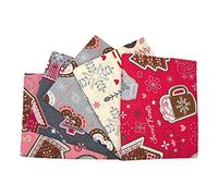 The Craft Cotton Scandi Sweet Treats Christmas Fat Quarters Fabric Bundle (18'' x 22'') Pack of 5 (100% Cotton Ideal for Crafts, Quilting, Patchwork), Pink, Grey, Beige (2909-00)