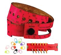 The Crafters' Multi-Wrap, 7-in-1 Leather Measuring Tool, Multifunctional 18" Measuring Wrist Ruler, Knitting Needle Sizer Tool, Stitch Markers Storage Gift for Crafter Crocheter