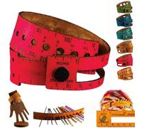 The Crafters' Multi-Wrap | 7-in-1 Leather Measuring Tool,Multifunctional 18" Wrist Ruler Project Bag for Multiple Knitting Sewing Tools,Tape Measure Cuff Measuring Bracelet Tool (Red)