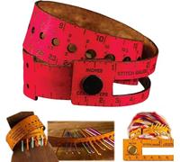 The Crafters' Multi-wrap,7-in-1 Leather Measuring Tool,Tape Measure Cuff Measuring Bracelet Tool,Multifunctional 18" Wrist Ruler Project Bag,Hook Needle Sizer for Knitting Crochet Sewing (red)