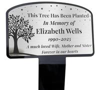 The Crafters Workshop Personalised Tree Marker Commemorative Plaque With Angled Stake | We Will Design Your Perfect Plaque | Gold Or Silver (Silver)