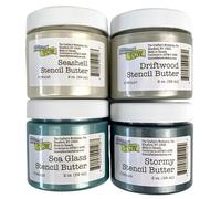 The Crafter's Workshop Stencil Butter - Beach House Acrylic Paint Set - Boutique Metallic Texture Paste for Art, Canvas, Journals, & Cards - 4 x 2oz Jars