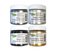 The Crafter's Workshop Stencil Butter - Celebration Acrylic Paint Set - Boutique Metallic Texture Paste for Art, Canvas, Journals, & Cards - 4 x 2oz Jars