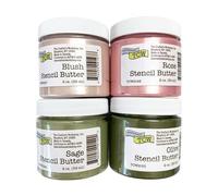 The Crafter's Workshop Stencil Butter Medium, Easy-to-Spread, Adds Shimmer, Shine and Colorful Texture, Cleans Up with Water, 4 pk, 2-oz Each, Petals and Herbs