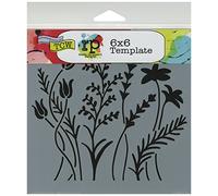 The Crafter's Workshop TCW6X6-433 6 x 6-inch Wildflowers Stencil, Black/ White