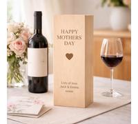 the crafty bonobo Personalised Mother’s Day Wooden Wine Box - Premium Engraved Gift for Mum - Custom Name Message - Luxury Wine Bottle Presentation Box