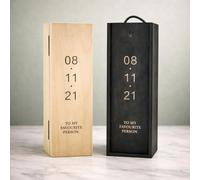 the crafty bonobo Personalised Wooden Wine Box with Date - Custom Engraved Gift for Couples, Weddings, Anniversaries & Valentine’s Day