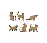 The Crafty Cow 20x Assorted Cat Shapes Cats 3cm Wood Craft Embelishments Laser Cut Shape MDF