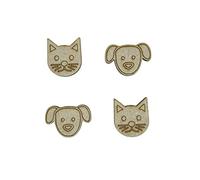 The Crafty Cow 20x Cat & Dog Face Kitten Puppy 3cm Wood Craft Embelishments Laser Cut Shape MDF