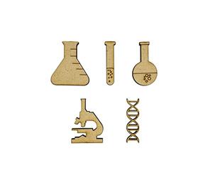 The Crafty Cow 20x Science Lab DNA Experiment Mix 3cm Wood Craft Embelishments Laser Cut Shape