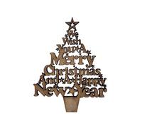 The Crafty Cow 2x Merry Christmas Tree 7cm Wood Craft Embelishments Laser Cut Shape MDF
