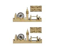 The Crafty Cow 4x London Skyline Sets Big Ben Eye 7cm Wood Craft Embelishments Laser Cut Shape