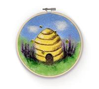 The Crafty Kit Company Beehive in a Hoop Needle Felting Craft Kit for Beginners Including Corriedale Wool, Needles and Instructions
