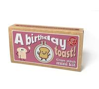 The Crafty Kit Company Embroidery Starter Kit & Cross Stitch Kit - A Birthday Toast! Mini Matchbox Keyring | Eco-Friendly DIY Craft Kit for Adults & Kids - Handmade Gift Made in Scotland