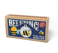 The Crafty Kit Company Embroidery Starter Kit & Cross Stitch Kit - Bee Strong! Mini Matchbox Keyring | Eco-Friendly DIY Craft Kit for Adults & Kids - Handmade Gift Made in Scotland