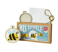 The Crafty Kit Company Embroidery Starter Kit & Cross Stitch Kit - Bee Yourself! Mini Matchbox Keyring | Eco-Friendly DIY Craft Kit for Adults & Kids - Handmade Gift Made in Scotland