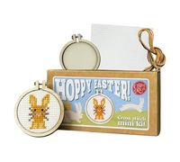 The Crafty Kit Company Embroidery Starter Kit & Cross Stitch Kit - Hoppy Easter! Mini Matchbox Keyring | Eco-Friendly DIY Craft Kit for Adults & Kids - Handmade Gift Made in Scotland