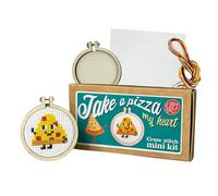 The Crafty Kit Company Embroidery Starter Kit & Cross Stitch Kit - Take A Pizza My Heart! Mini Matchbox Keyring | Eco-Friendly DIY Craft Kit for Adults & Kids - Handmade Gift Made in Scotland