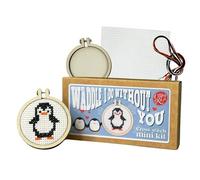 The Crafty Kit Company Embroidery Starter Kit & Cross Stitch Kit - Waddle I Do Without You! Mini Matchbox Keyring | Eco-Friendly DIY Craft Kit for Adults & Kids - Handmade Gift Made in Scotland