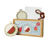 The Crafty Kit Company Embroidery Starter Kit & Cross Stitch Kit - You're One in A Melon! Mini Matchbox Keyring | Eco-Friendly DIY Craft Kit for Adults & Kids - Handmade Gift Made in Scotland