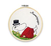 The Crafty Kit Company Moomin Embroidery Craft Kit - Moominpappa Snoozing Embroidery Craft Kit for Beginners with Hoop, Needle, Thread and Instructions