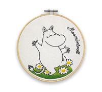 The Crafty Kit Company Moomin Embroidery Craft Kit - Moomintroll Dancing Embroidery Craft Kit for Beginners with Hoop, Needle, Thread and Instructions