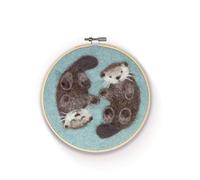 The Crafty Kit Company Otters in a Hoop Needle Felting Craft Kit for Beginners Including Corriedale Wool, Needles and Instructions