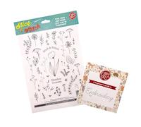 The Crafty Kit Company Stick & Stitch Embroidery Patterns - A4 Water-Soluble Embroidery Transfers, Meadow Grasses Flowers Fabric Stickers - Easy Dissolvable Embroidery Stabiliser for Hand Sewing