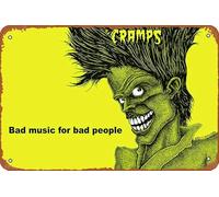 The Cramps Poster - Bad Music for Bad People Vintage Metal Tin Sign, Wall Decor For Bars, Coffee Bar Decor, Home Wall Decor 12X8 Inch