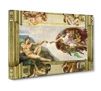 The Creation Of Adam By Michelangelo Canvas Print | Gallery Wrapped 30mm Frame Wall Art | 20x14 inches | Ready to Hang | Classic Picture | Living Room Bedroom Lounge Office
