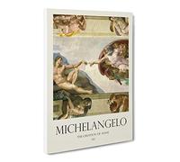 The Creation Of Adam By Michelangelo Canvas Print | Gallery Wrapped 30mm Frame Wall Art | 20x14 inches | Ready to Hang | Classic Picture | Living Room Bedroom Lounge Office