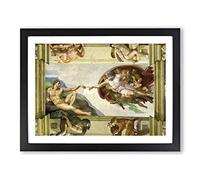 The Creation Of Adam By Michelangelo Classic Painting Framed Print | A3 Black Framed Wall Art | Ready to Hang | Classic Historical Picture | Living Room Bedroom Lounge Office