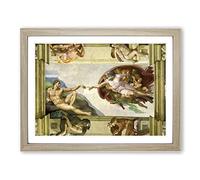 The Creation Of Adam By Michelangelo Classic Painting Framed Print | A3 Oak Framed Wall Art | Ready to Hang | Classic Historical Picture | Living Room Bedroom Lounge Office